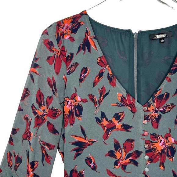 Madewell Ruffle Sleeve Women’s Dress In Winter Orchid Dark Florals Sz 4 - Picture 4 of 13